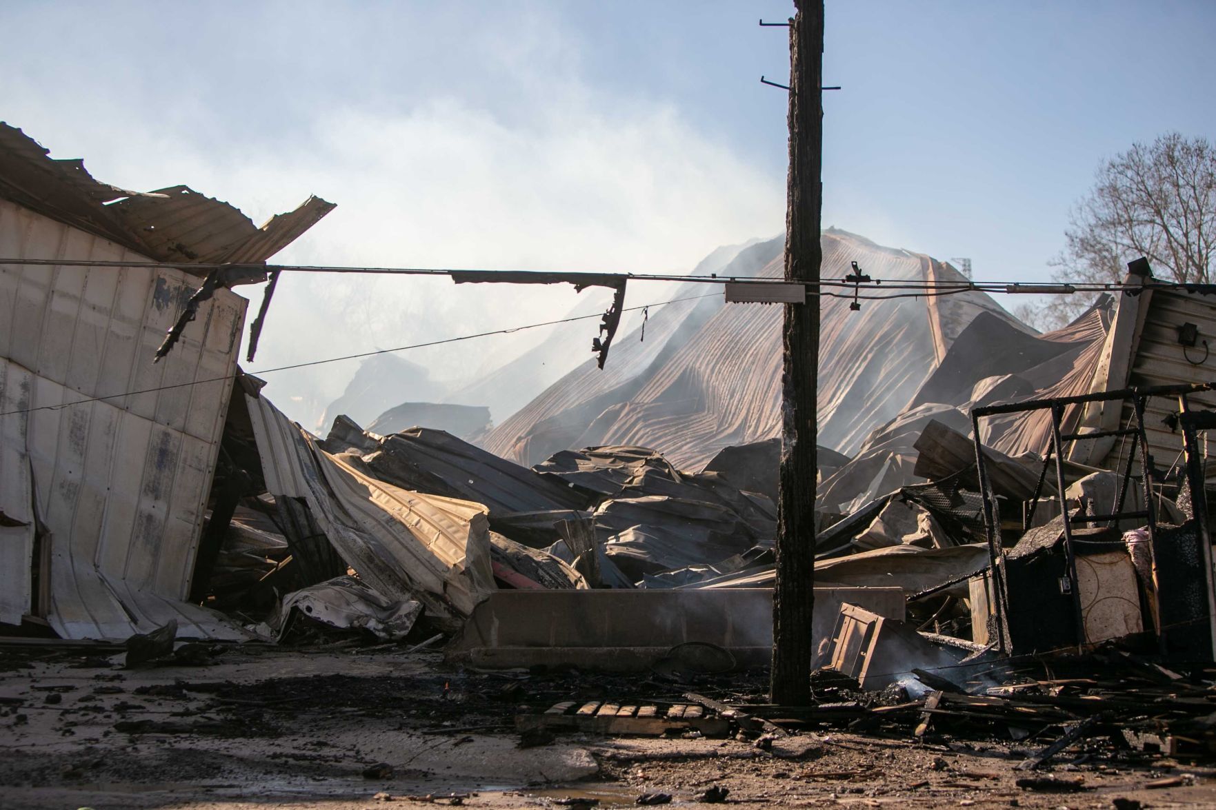 Recycling center fire and building collapse in East St. Louis